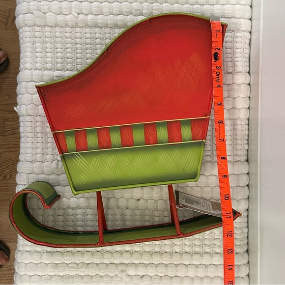Red, Gold & Green Metal Santa Sleigh Tabletop Holiday Decor - Picture 13 of 15